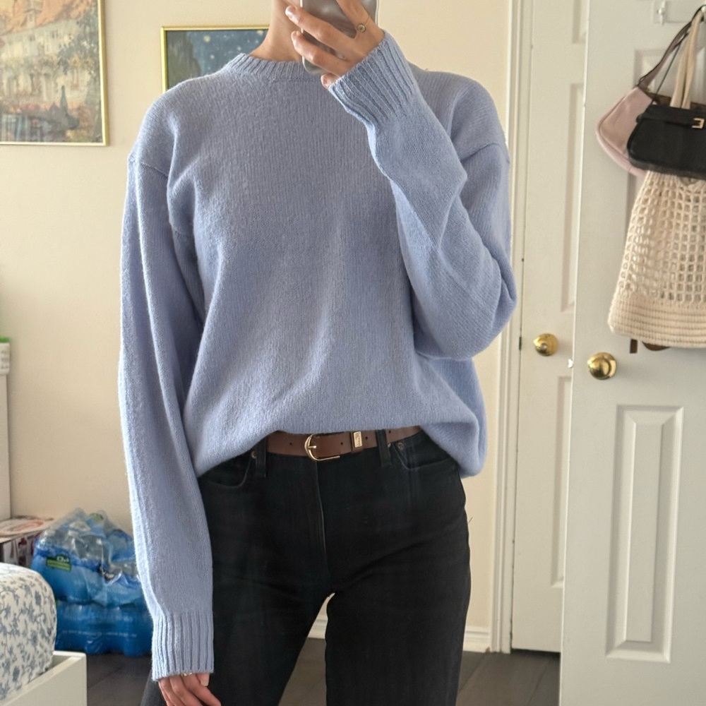 Blue Oversized Wool Knit Sweater
